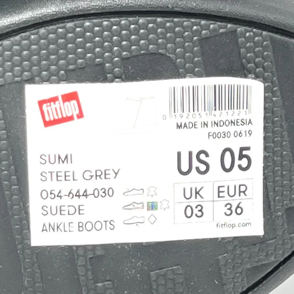 Fitflop‎ Womens Size 5 Sumi Steel Grey Suede Leather Ankle Boots Shoes